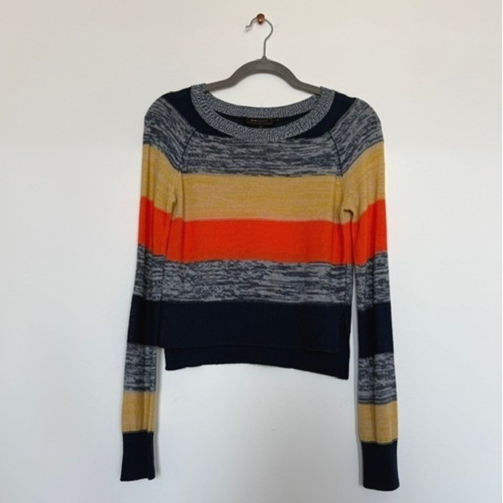 BCBG Max Azria Y2K Style Cropped Striped Sweater XS | Cotton Blend Knit Top - Picture 2 of 8